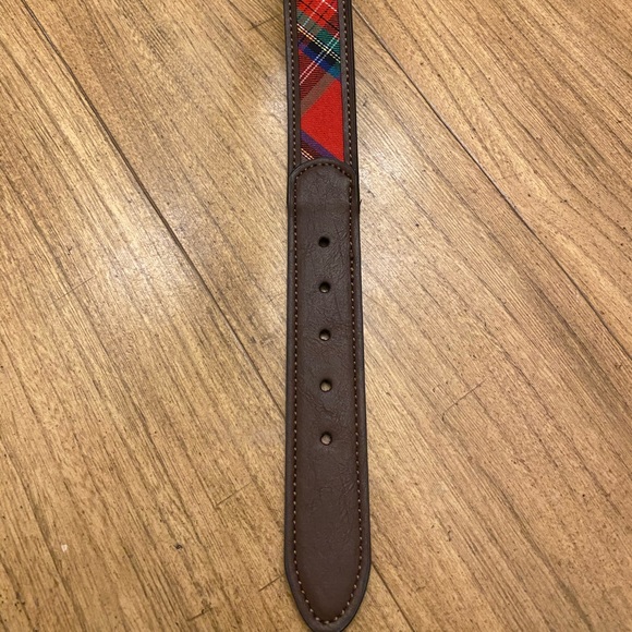 Crown & Ivy brown leather tartan plaid belt Youth Large s 4-6 Christmas - Picture 4 of 7